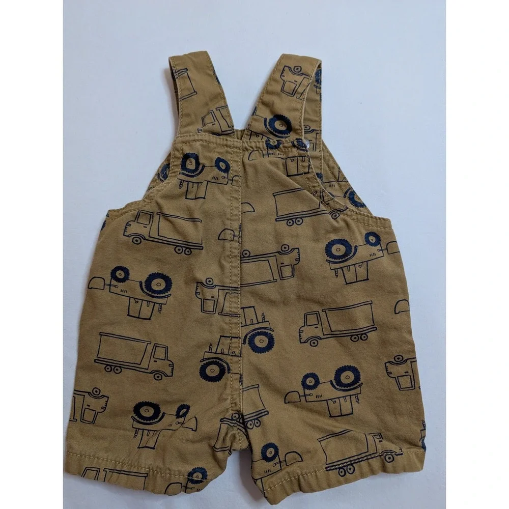 Carters‎ Newborn Tan Canvas Tractor Print Shortall Overalls Dig It Construction